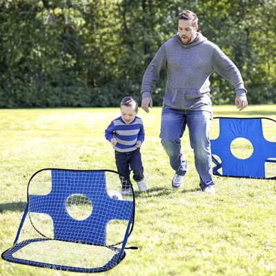 Produktbild von Pop Up Fußballtore Tragbares Fußballnetz, 2Er Set Minitore, Faltbar Mit Tragetasche, Blau, 123X80X80 Cm