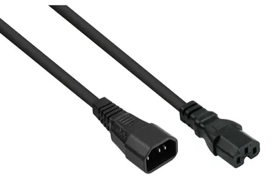 Produktbild von Kabelmeister Kaltgeräte-Warmgeräte-Verbindungskabel C14 (gerade) an C15 (gerade), schwarz, 1,00mm², 0,5m, 0,5 m, IEC C14, IEC C15, H05RN-F3G, 250 V