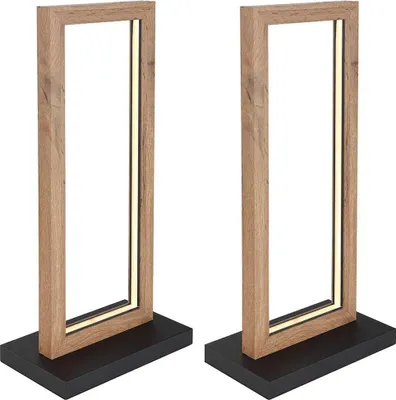 Produktbild von 2x LED Tischleuchte, Holz, schwarz, H 52,5 cm