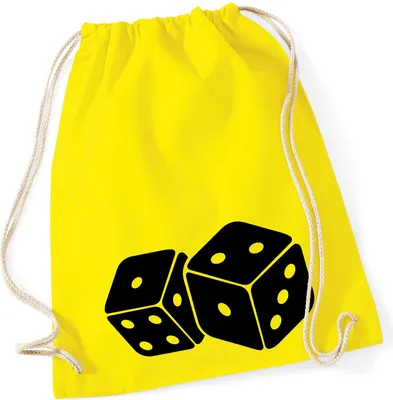 Produktbild von Huuraa Turnbeutel Würfel Dice 12 Liter Yellow Baumwolle Rucksack Geschenkidee