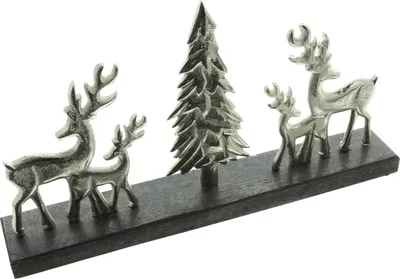 Produktbild von Deko Board 'Rentier & Tanne' Weihnachtsdeko Winter Skulptur Figuren Weihnachten