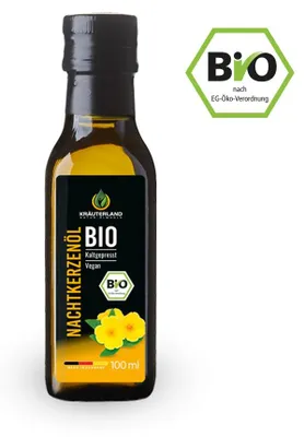 Produktbild von Kräuterland Nachtkerzenöl 100ml kaltgepresst aus biologischem Anbau naturreines Speiseöl