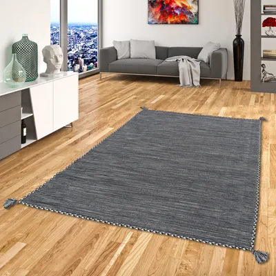 Produktbild von Natur Teppich Kelim Prico Anthrazit, Größe:300x400 cm