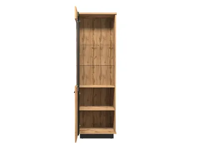 Image de Vitrine étroite avec éclairage LED MILAGRA – chêne wotan / noir