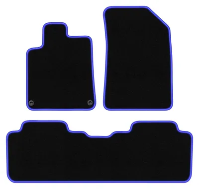 Produktbild von Velours-Fußmatten für Peugeot 407 2004-2011 (Coupé/Limousine/Kombi) – 4-tlg, Schwarz/Blau, passgenau – Wielganizator CARLUX