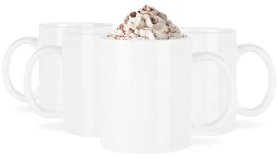 Keramikbecher Set von 4, 300 ml, spülmaschinenfest, weiß