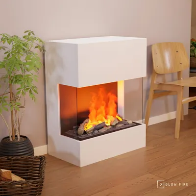 Produktbild von GLOW FIRE Elektrokamin 'Kästner' | Wasserdampf Kamin mit OMC 600 inkl. Holz in weiß | HxBxT: 89x70x40 cm