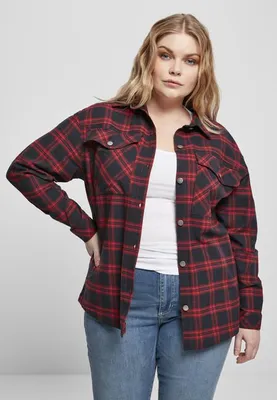 Zdjęcie produktu dla Dámská košile Urban Classics Ladies Oversized Overshirt midnightnavy/red - S
