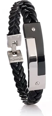 Produktbild von Karisma Lederarmband mit Edelstahl 316L und PVD Schwarz 21cm