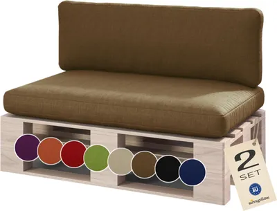 Produktbild von sunnypillow Palettenkissen für Palettenmöbel - 2er Set - Palettenauflage für Palettensofa für Haus Garten - Palettenpolster mit abnehmbarem Bezug für Europaletten - Rückenkissen & Sitzkissen Braun