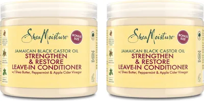 Produktbild von SheaMoisture Strengthen & Restore Leave-In Conditioner 2x 431ml für lockiges, chemisch behandeltes oder hitzegestyltes Haar ohne Silikone und Sulfate