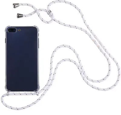Obrázek produktu pro CHPN - Kryt na iPhone 7/8 - Průhledný - S bílou šňůrkou - Vhodný pro iPhone 7 a 8 - Pouzdro na mobil - Obal na telefon - Kryt na iPhone - Pouzdro na telefon - Obal na telefon se šňůrkou