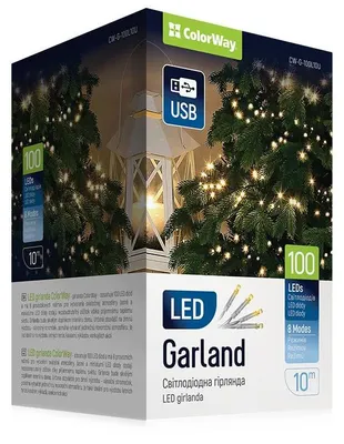 Produktbild von COLORWAY LED-Lichterkette / Innenbereich / 100 LEDs / Länge 10 m / Warmweiß / 8 Funktionen / USB-Stromversorgung