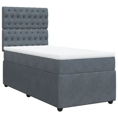 Produktbild von Boxspringbett mit Matratze Dunkelgrau 80x200 cm Samt