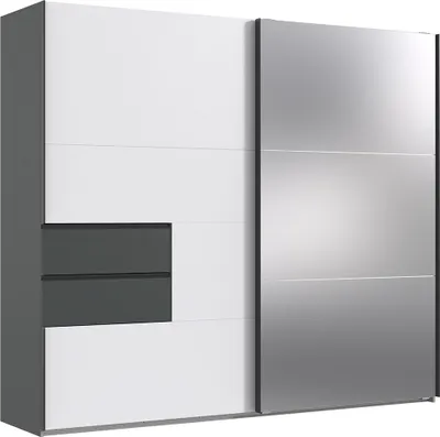 Produktbild von Kleiderschrank mit Spiegeltür, 250cm breit, weiß mit graphit PORTOFINO-43