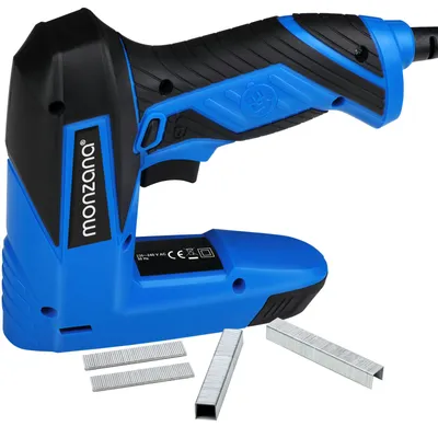 Immagine prodotto di Monzana Cucitrice Elettrica 2in1 Incl. Chiodi + Graffette 30 Colpi/Minuto 230V Blocco Sicurezza