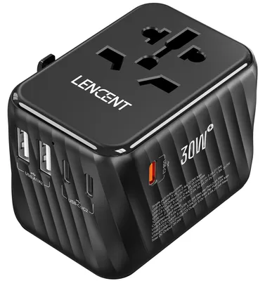 Produktbild von LENCENT 30W Reiseadapter Weltweit, Universal Reisestecker Adapter – 30W-3 USB-C&2 USB-A