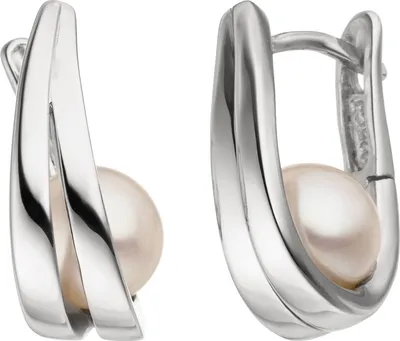 Produktbild von JOBO Creolen 925 Sterling Silber 2 Süßwasser Perlen Ohrringe Perlenohrringe