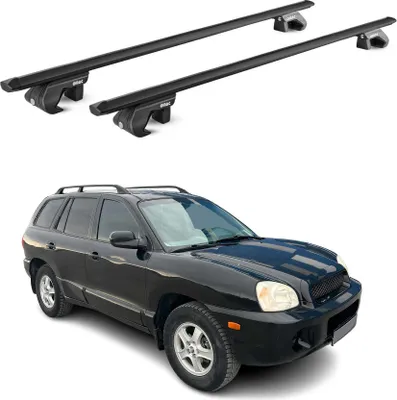 Image de Barres de toit transversales pour Hyundai Santa Fe SM 2000-2005 Alu Noir 2x ABE