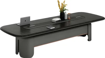 Image de Table de conférence moderne Design élégant Plateau de table noir Grande surface de travail