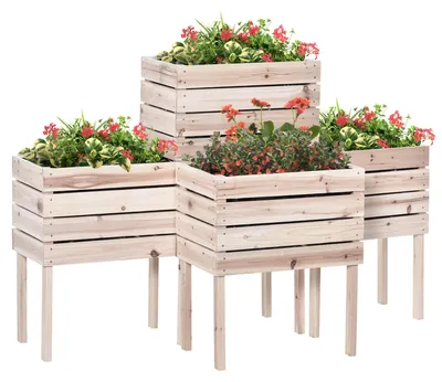 Immagine prodotto di Vasi quadrati - Fioriere - Vasi per l'orto - Vasi per le erbe aromatiche - Fioriere rialzate - Set da 4