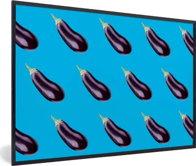 Produktbild von MuchoWow® MuchoWow® Gerahmtes Poster Gemüse - Aubergine - Muster - Blau 60x40 cm - Poster mit zchwarzem Bilderrahmen - Printing - Wanddeko Schlafzimmer