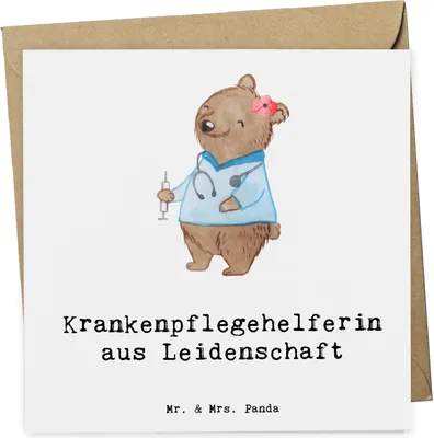 Produktbild von Mr. & Mrs. Panda Grußkarte Krankenpflegehelferin Leidenschaft - Weiß - Geschenk, Spruch, Lustig, doppelkarte, Glückwunschkarte, faltkarte, Klappkarte, Ausbildung, Witzig