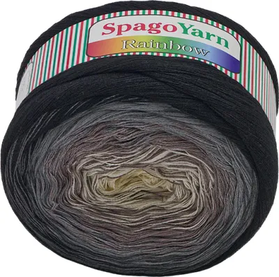 Obrázek produktu pro Příze SpagoYarn Rainbow - 250 g, 1000 m - Šedá,Černá