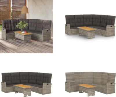 Produktbild von vidaXL 2 tlg. Garten Lounge Set mit Kissen Grau Poly Rattan - Garten Lounge Set - Garten Lounge Sets - Lounge Set - Gartenmöbel