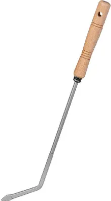 A single garden tool with a wooden handle and a metal end.