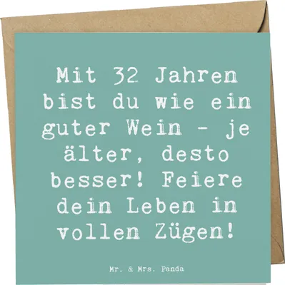 Produktbild von Mr. & Mrs. Panda Klappkarte Spruch 32. Geburtstag - Meeresbrise - Geschenk, Glückwunschkarte, Meilenstein, Happy Birthday, anlasskarte, Lebensjahr, Älter werden, freunde