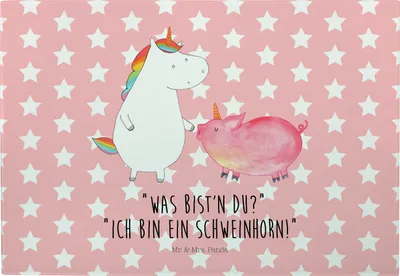Produktbild von Mr. & Mrs. Panda Schneidebrett Einhorn Schwein - Rot Pastell - Geschenk, Schweinchen, Hackbrett, schneidbrett, Frühstücksbrett, Unicorn, Glas-Schneidebrett, Freundin