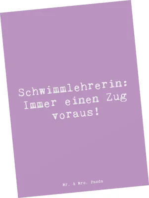 Produktbild von Mr. & Mrs. Panda Postkarte Spruch Schwimmlehrerin Zug voraus - Lavendeltraum - Geschenk, bildkarte, Grußkarte, Berufsprodukte, Postkarten, Wasserfreude, Wasser, Schwimmen