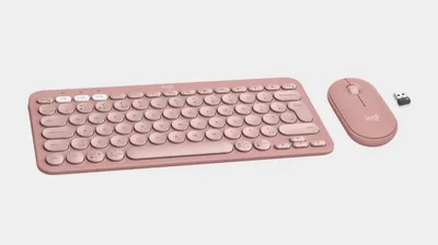 Produktbild von Logitech 920-012235, Kabellos, RF Wireless + Bluetooth, Scherenschalter, QWERTY, Pink, Maus enthalten