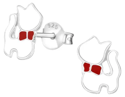 Produktbild von Kinder-Ohrstecker: 925 Silber Ohrringe „Katze“ Weiß