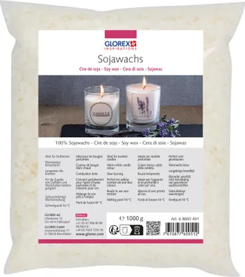 Produktbild von GLOREX 6 8603 401, 1 kg, Weiß, 20 % Sojawachs, 80 % Paraffin, 1 Stück(e)