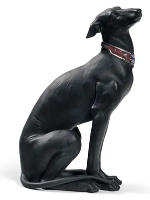 Obrázek produktu pro Casa Padrino porcelánová soška chrta černá 11 x v. 30 cm - Ručně malovaná dekorativní figurka