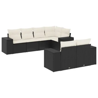 Produktbild von 7-tlg. Garten-Sofagarnitur mit Kissen Schwarz Poly Rattan