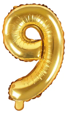 Immagine prodotto di Palloncino in foil numerico ORO 35 cm - 9 ( NON RIEMPIBILE CON ELIO )