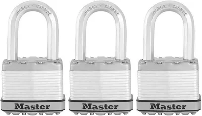 Produktbild von MASTER LOCK Hochleistungsvorhängeschloss [Schlüssel] [Beschichteter laminierter Stahl] [Wetterfest] M115EURTRILF - Ideal für Lagerräume, Garagen etc.