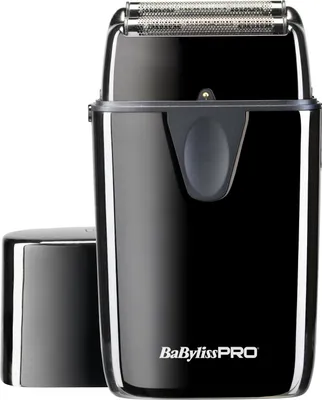 A black Babyliss Pro shaver with its cap off, shown against a white background.