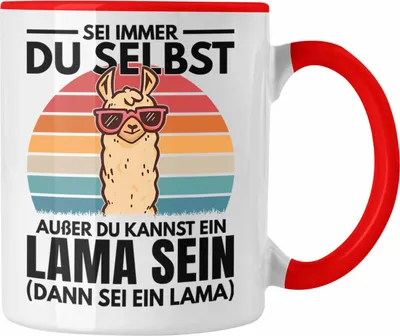 Produktbild von Trendation - Llama Tasse Alpaka Geschenk Lama-Liebhaber Geschenkidee Frauen Sei Immer Du Selbst (Rot)