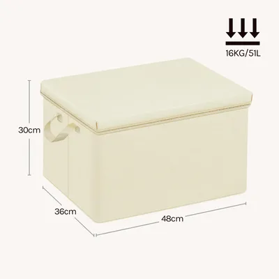Produktbild von Kleideraufbewahrungsboxen - Faltbare Stoffbox - 3er-Set - 48 x 30 x 36 cm - 51 l - Mit Deckel - Vliesstoff