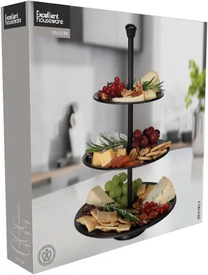 Obrázek produktu pro Servírovací mísy – 3 patra – černé – moderní design – na oslavy – Ø 25/20,5/16,5 cm