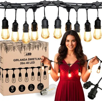 Immagine prodotto di Catena Luminosa Da Giardino Con 40 Lampadine, 20 M