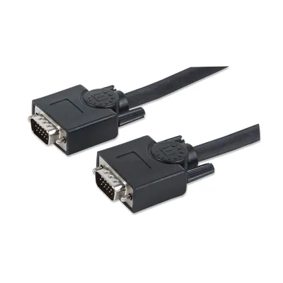 Produktbild von Manhattan SVGA Monitorkabel, HD15 Stecker auf HD15 Stecker, 30 m, schwarz, 30 m, VGA (D-Sub), VGA (D-Sub), Männlich, Männlich, Schwarz