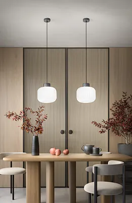 Immagine prodotto di Sospensione in Vetroceramica e Vetro Soffiato, Design Plissettato Bianco, Attacco E27, Altezza Regolabile, Diametro 25 cm, Classe I, IP20 - Perenz