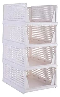 Stapelbare Aufbewahrungsboxen, 4er Set, Kunststoff, L-44x34x18,5 cm