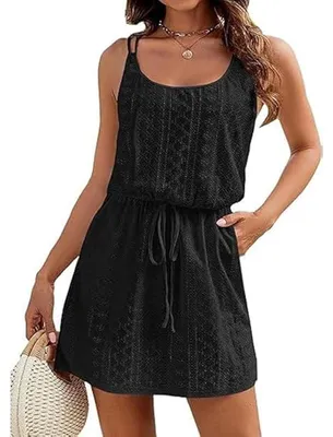 Imagen del producto de Vestido de verano para la playa, con cuello en V y cordón ajustable