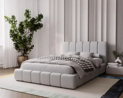 Obrázek produktu pro Čalouněná postel 200x200 FATUMATA - světle šedá